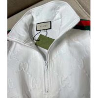 Gucci Women GG Jersey Jacquard Dress White High Neck Polyester Green Red Web (5)
