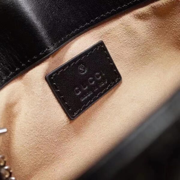 Gucci Women GG Marmont Belt Bag Black Chevron Matelassé Leather Double G (13)