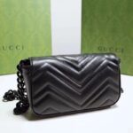 Gucci Women GG Marmont Belt Bag Black Chevron Matelassé Leather Double G - Imagen 5