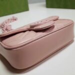 Gucci Women GG Marmont Belt Bag Pink Chevron Matelassé Leather Double G - Imagen 7