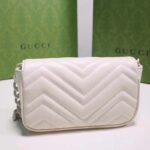 Gucci Women GG Marmont Belt Bag White Chevron Matelassé Leather Double G - Image 6