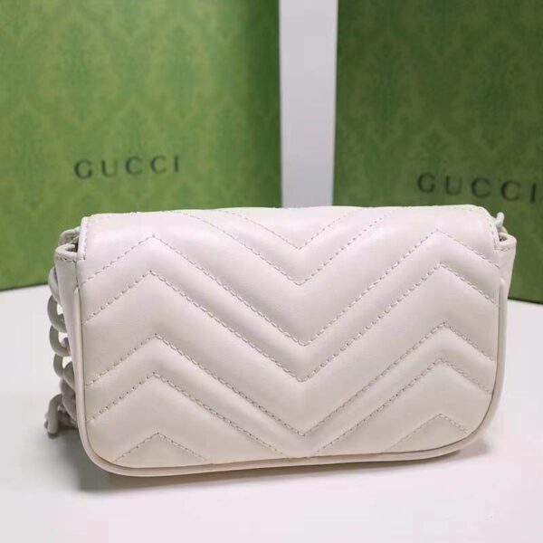 Gucci Women GG Marmont Belt Bag White Chevron Matelassé Leather Double G (10)