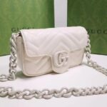 Gucci Women GG Marmont Belt Bag White Chevron Matelassé Leather Double G - Image 5