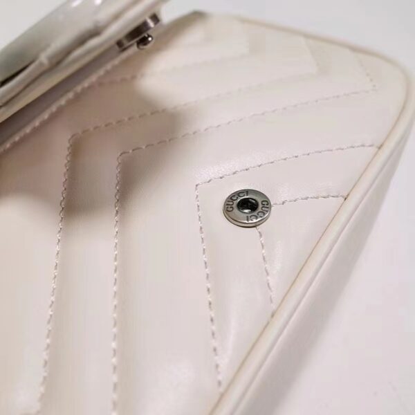 Gucci Women GG Marmont Belt Bag White Chevron Matelassé Leather Double G (5)