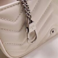 Gucci Women GG Marmont Belt Bag White Chevron Matelassé Leather Double G (3)