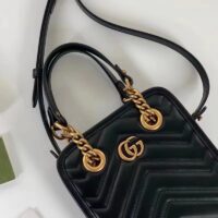 Gucci Women GG Marmont Matelassé Mini Bag Black Chevron Leather (2)