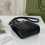 Gucci Women GG Marmont Matelassé Mini Bag Black Chevron Leather - Image 8