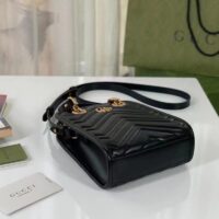 Gucci Women GG Marmont Matelassé Mini Bag Black Chevron Leather (2)