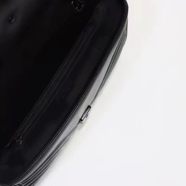 Gucci Women GG Marmont Matelassé Mini Bag Black Chevron Leather Double G (5)