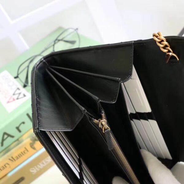 Gucci Women GG Marmont Matelassé Mini Bag Black Chevron Leather Double G (8)