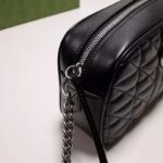 Gucci Women GG Marmont Mini Shoulder Bag Black Matelassé Leather Double G – Bild 7