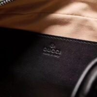 Gucci Women GG Marmont Mini Shoulder Bag Black Matelassé Leather Double G (10)