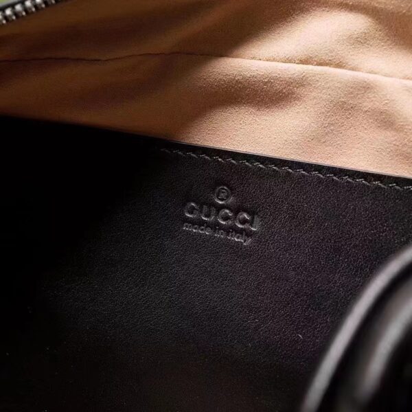 Gucci Women GG Marmont Mini Shoulder Bag Black Matelassé Leather Double G (8)