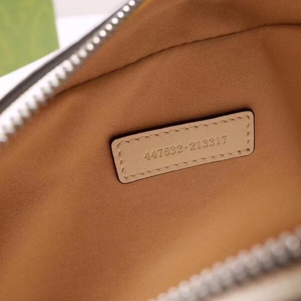 Gucci Women GG Marmont Mini Shoulder Bag White Matelassé Leather Double G (4)