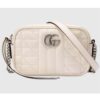 Gucci Women GG Marmont Mini Shoulder Bag White Matelassé Leather Double G