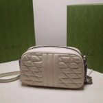 Gucci Women GG Marmont Mini Shoulder Bag White Matelassé Leather Double G - Image 3