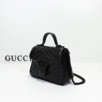 Gucci Women GG Marmont Mini Top Handle Bag Black Matelassé Chevron Leather (3)