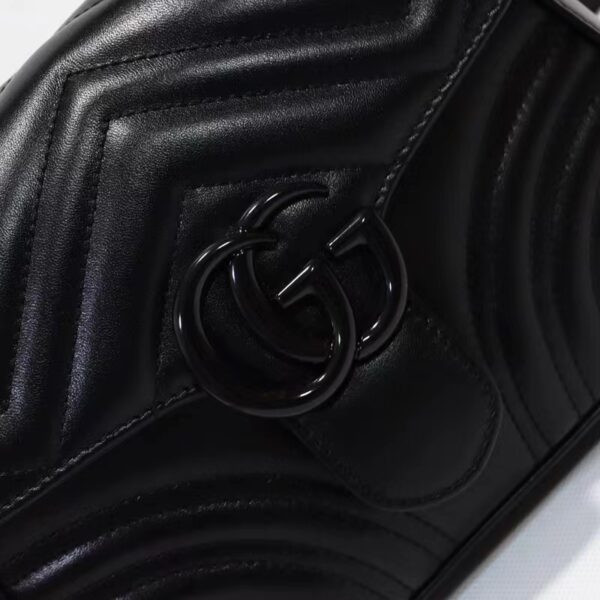 Gucci Women GG Marmont Mini Top Handle Bag Black Matelassé Chevron Leather (10)