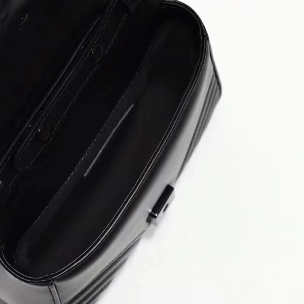 Gucci Women GG Marmont Mini Top Handle Bag Black Matelassé Chevron Leather (6)