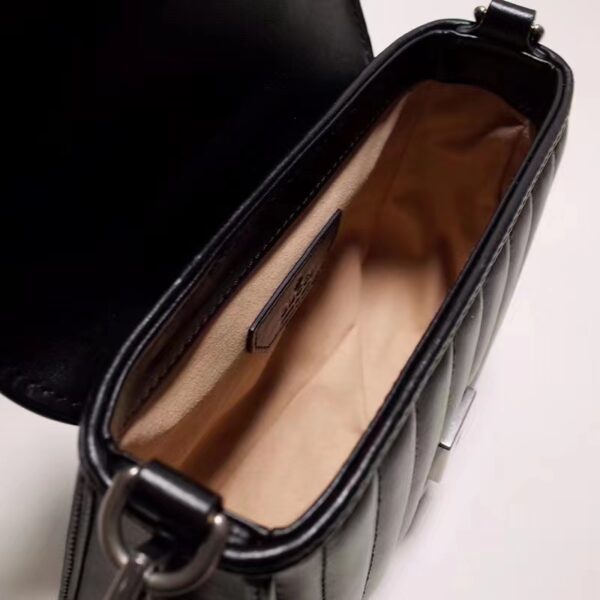 Gucci Women GG Marmont Mini Top Handle Bag Black Matelassé Leather Double G (3)