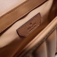 Gucci Women GG Marmont Mini Top Handle Bag Brown Matelassé Leather Double G (9)