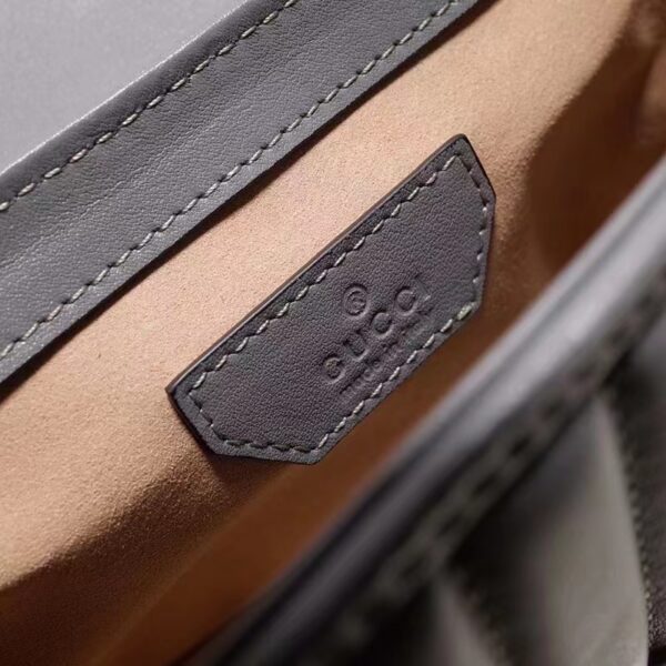 Gucci Women GG Marmont Mini Top Handle Bag Grey Matelassé Leather Double G (1)