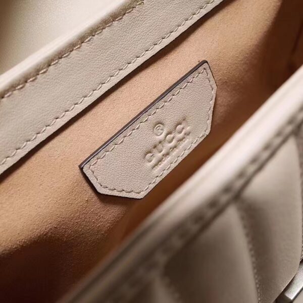 Gucci Women GG Marmont Mini Top Handle Bag White Matelassé Leather Double G (2)