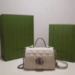 Gucci Women GG Marmont Mini Top Handle Bag White Matelassé Leather Double G - Bild 2