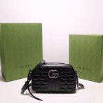 Gucci Women GG Marmont Small Shoulder Bag Black Matelassé - immagine 2