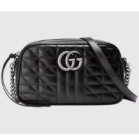 Gucci Women GG Marmont Small Shoulder Bag Black Matelassé (4)