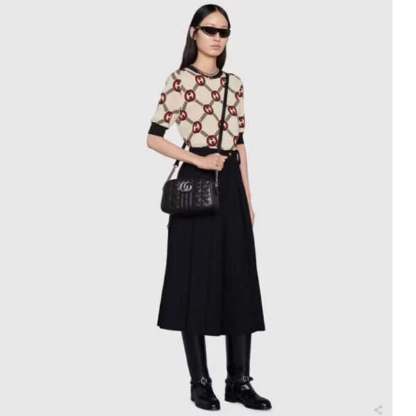 Gucci Women GG Marmont Small Shoulder Bag Black Matelassé (6)