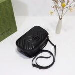 Gucci Women GG Marmont Small Shoulder Bag Black Matelassé Chevron Leather Double G – Bild 5