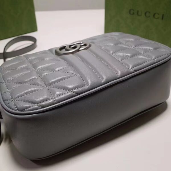 Gucci Women GG Marmont Small Shoulder Bag Grey Matelassé (10)
