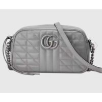 Gucci Women GG Marmont Small Shoulder Bag Grey Matelassé (5)