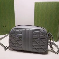 Gucci Women GG Marmont Small Shoulder Bag Grey Matelassé (5)