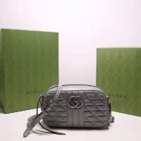 Gucci Women GG Marmont Small Shoulder Bag Grey Matelassé (5)