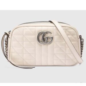 Gucci Women GG Marmont Small Shoulder Bag White Matelassé