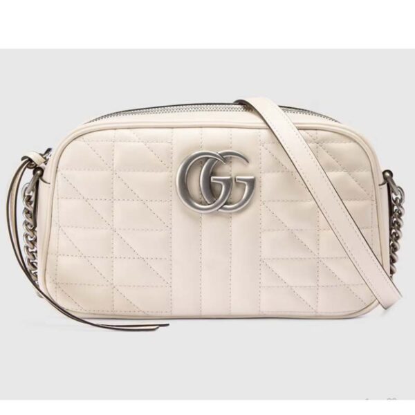 Gucci Women GG Marmont Small Shoulder Bag White Matelassé (10)