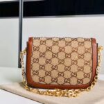 Gucci Women Horsebit 1955 GG Mini Bag Camel Ebony GG Canvas Crystals - Bild 3