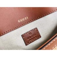 Gucci Women Horsebit 1955 GG Mini Bag Camel Ebony GG Canvas Crystals (7)