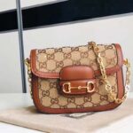 Gucci Women Horsebit 1955 GG Mini Bag Camel Ebony GG Canvas Crystals - Bild 2