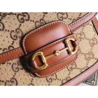 Gucci Women Horsebit 1955 GG Mini Bag Camel Ebony GG Canvas Crystals (7)