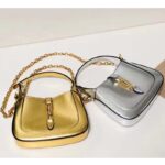 Gucci Women Jackie 1961 Lamé Mini Bag Silver Lamé Leather – Bild 6