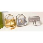 Gucci Women Jackie 1961 Lamé Mini Bag Silver Lamé Leather – Bild 7