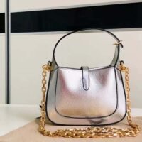 Gucci Women Jackie 1961 Lamé Mini Bag Silver Lamé Leather (9)