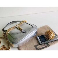 Gucci Women Jackie 1961 Lizard Mini Bag Silver Lamé Lizard (1)