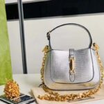 Gucci Women Jackie 1961 Lizard Mini Bag Silver Lamé Lizard - immagine 2