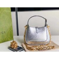 Gucci Women Jackie 1961 Lizard Mini Bag Silver Lamé Lizard (1)