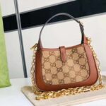 Gucci Women Jackie 1961 Mini GG Shoulder Bag Camel Ebony GG Canvas Crystals – Bild 3