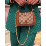 Gucci Women Jackie 1961 Mini GG Shoulder Bag Camel Ebony GG Canvas Crystals – Bild 10